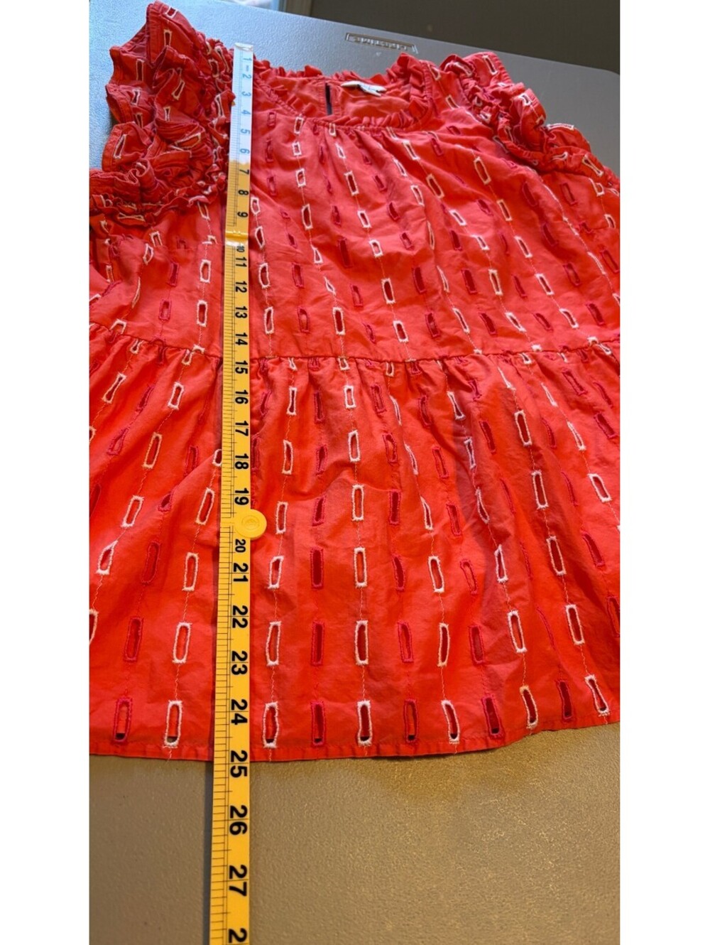 Crown & Ivy XL Coral Cotton Embroidered Sleeveless Peplum Top - Picture 8 of 8